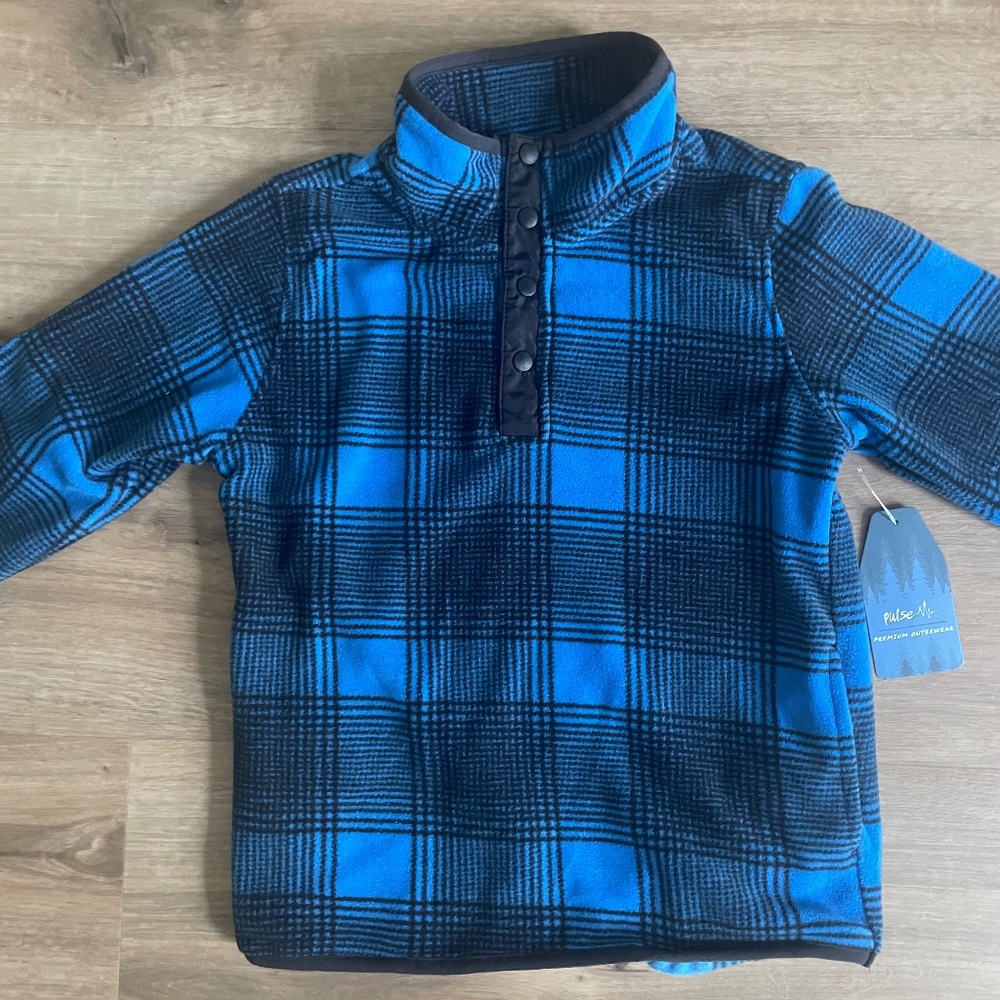 NWT boys 1/4 plaid fleece